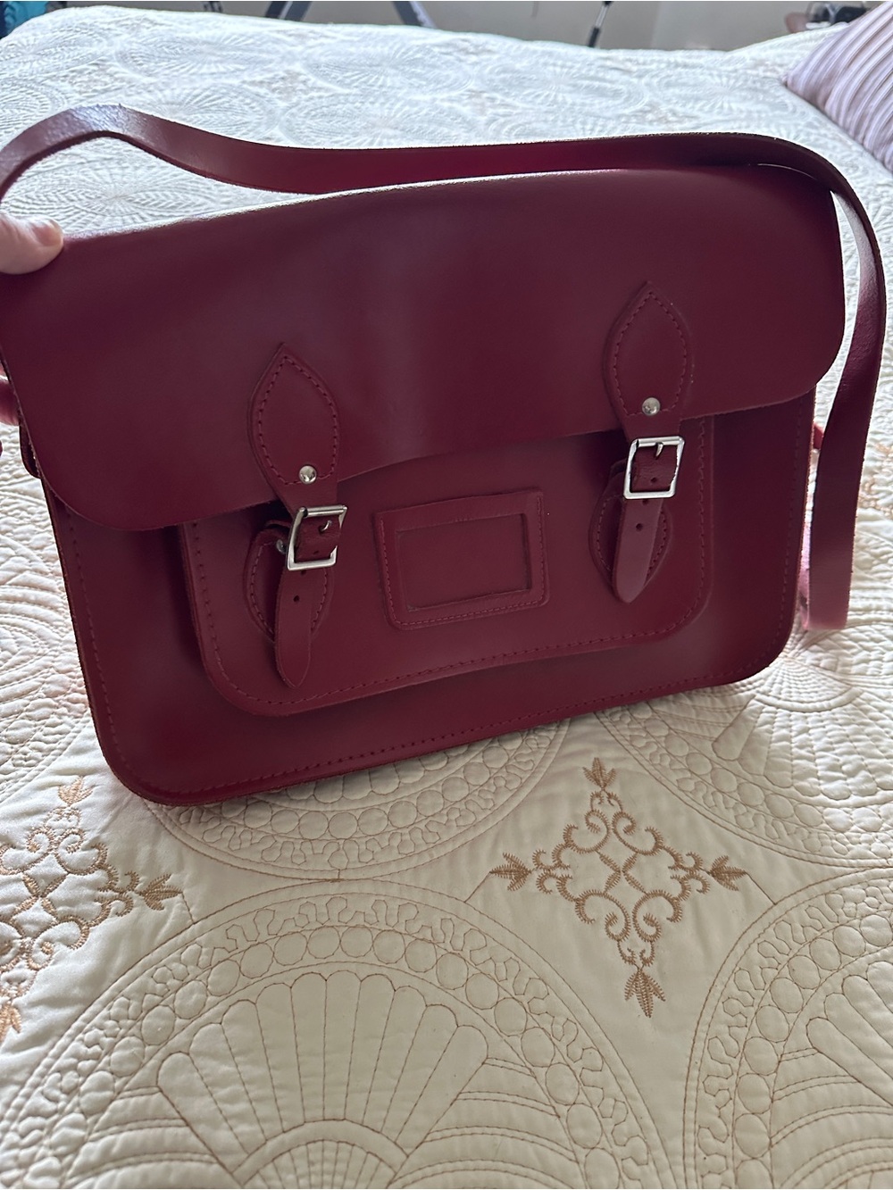 Classic Leather Messenger bag - Deep Wine Red